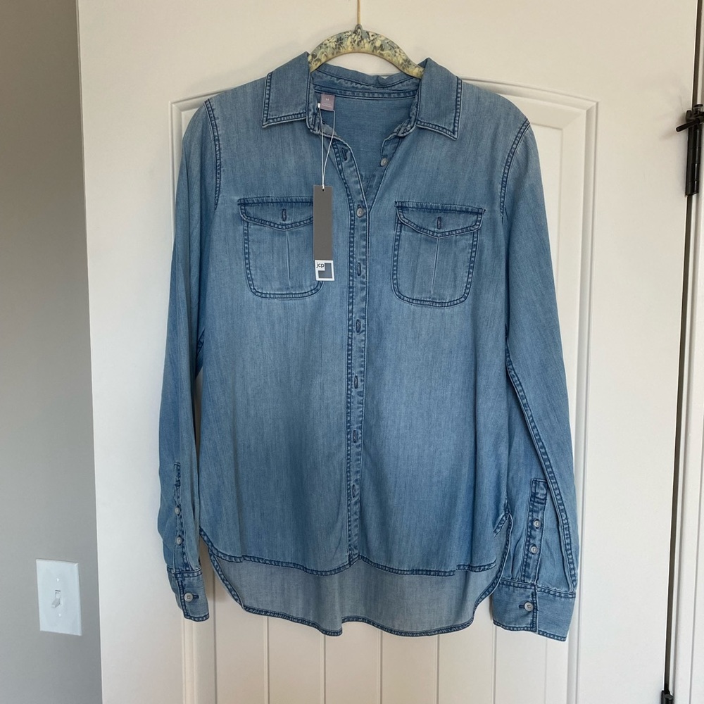 JCPenney Women’s Jean Shirt Jacket Blue Medium